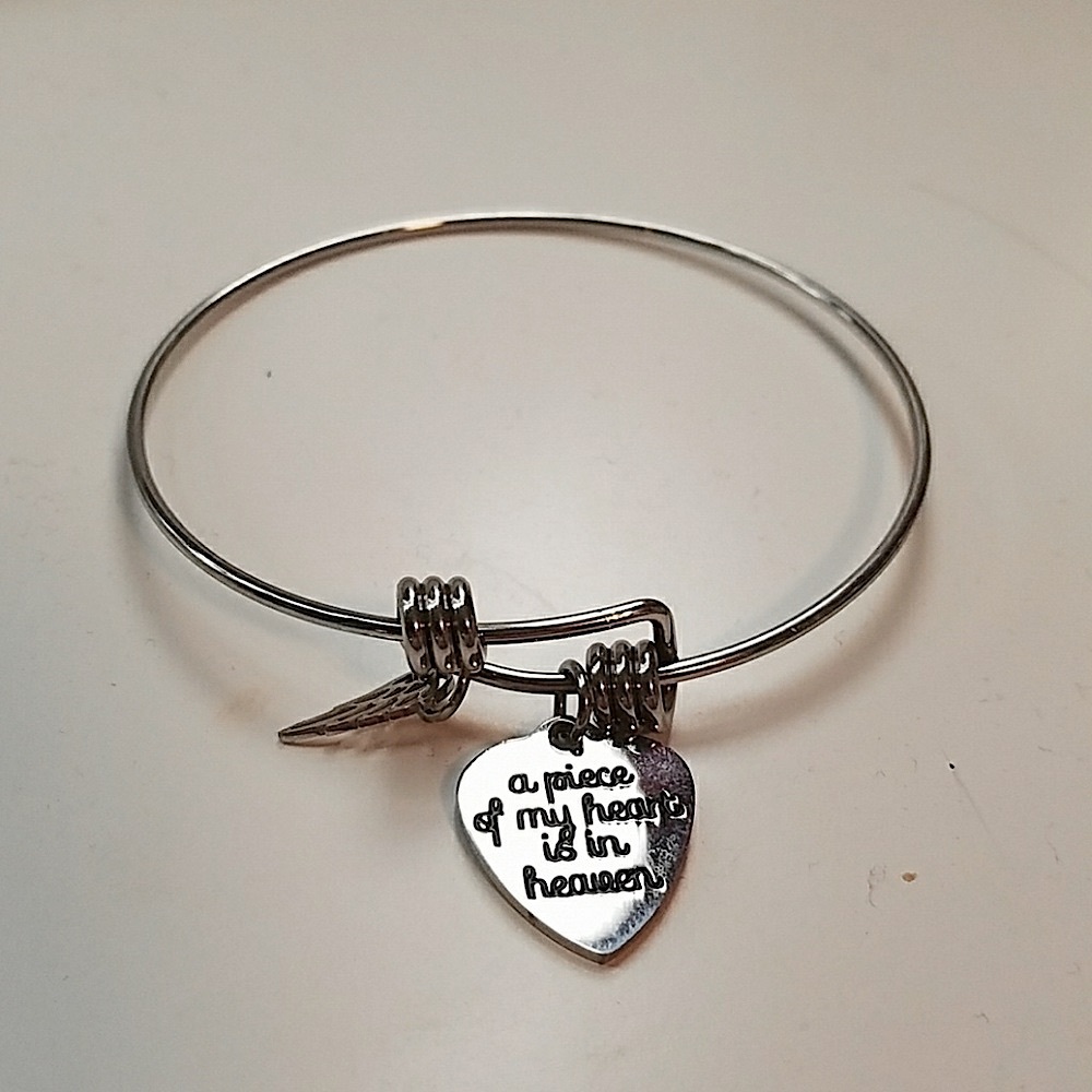 A piece of my heart is in heaven silver bracelet